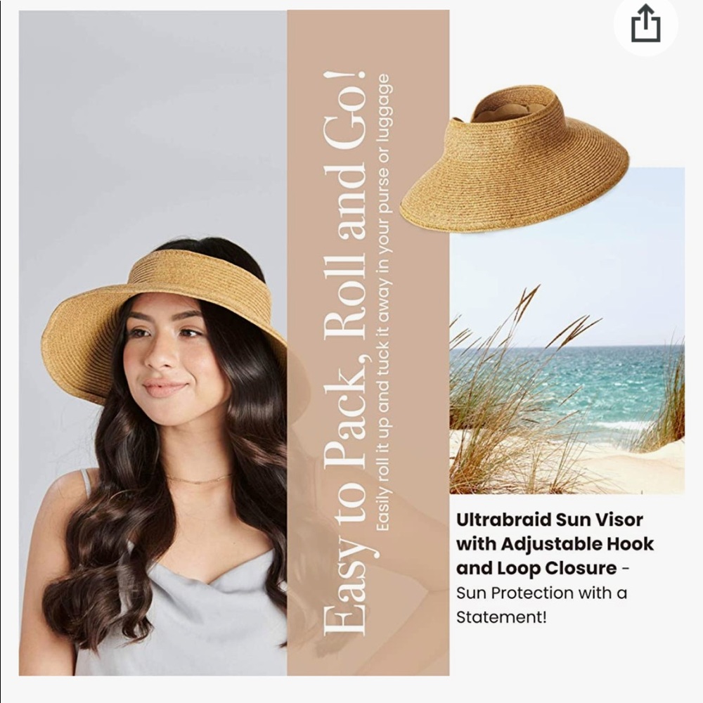 NWT San Diego Hat Company Women's Adjustable Packable Roll-Up Visor